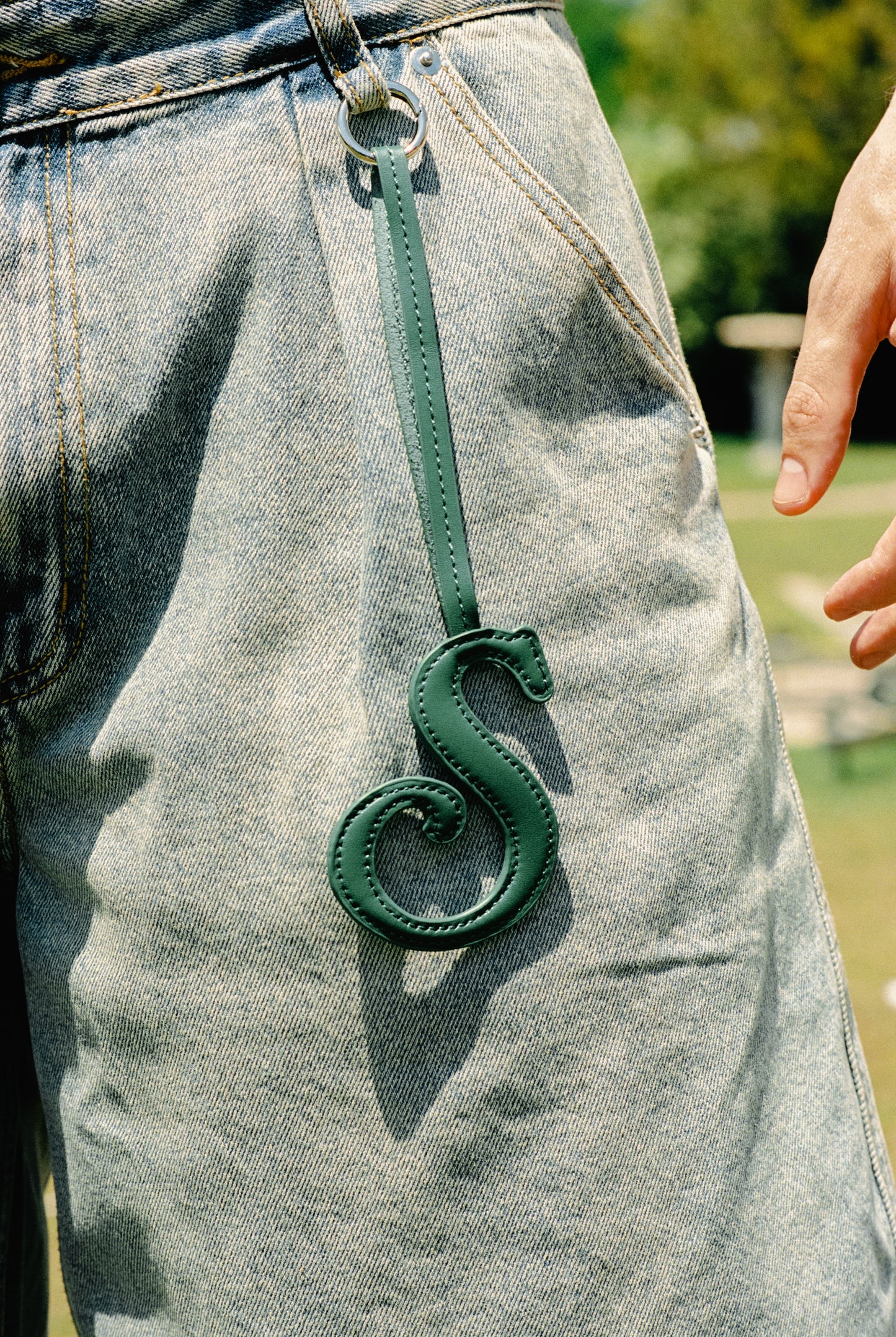 S LOGO LEATHER CHARM