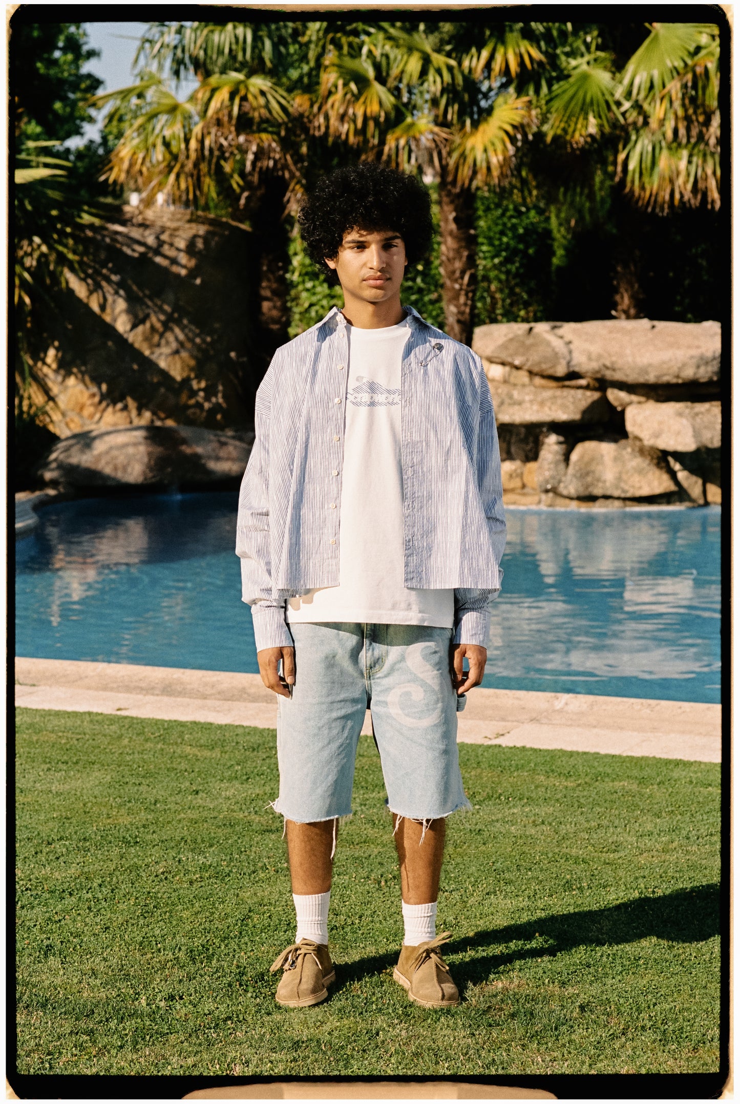 S-STARS DENIM SHORTS DIRT WASHED BLUE