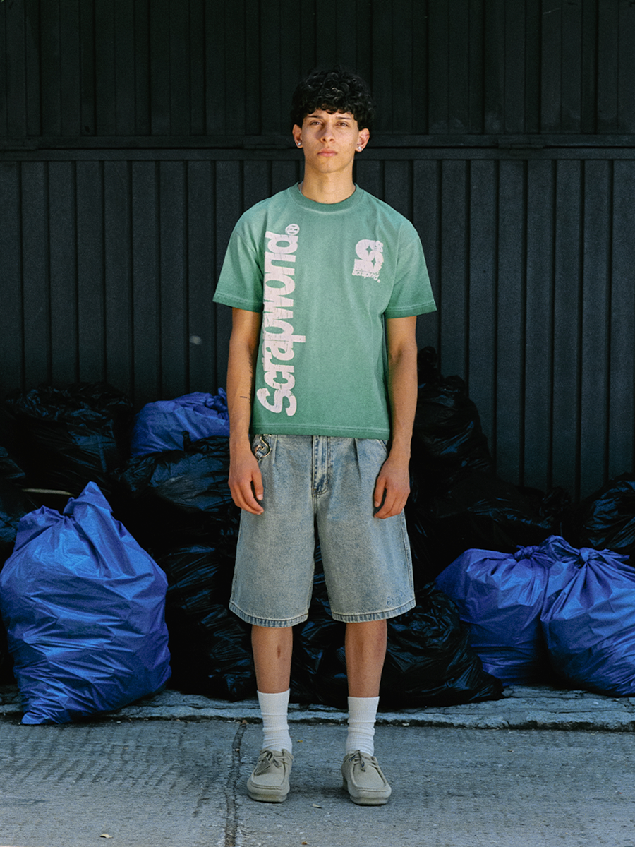 VERT ACID WASH TEE GREEN