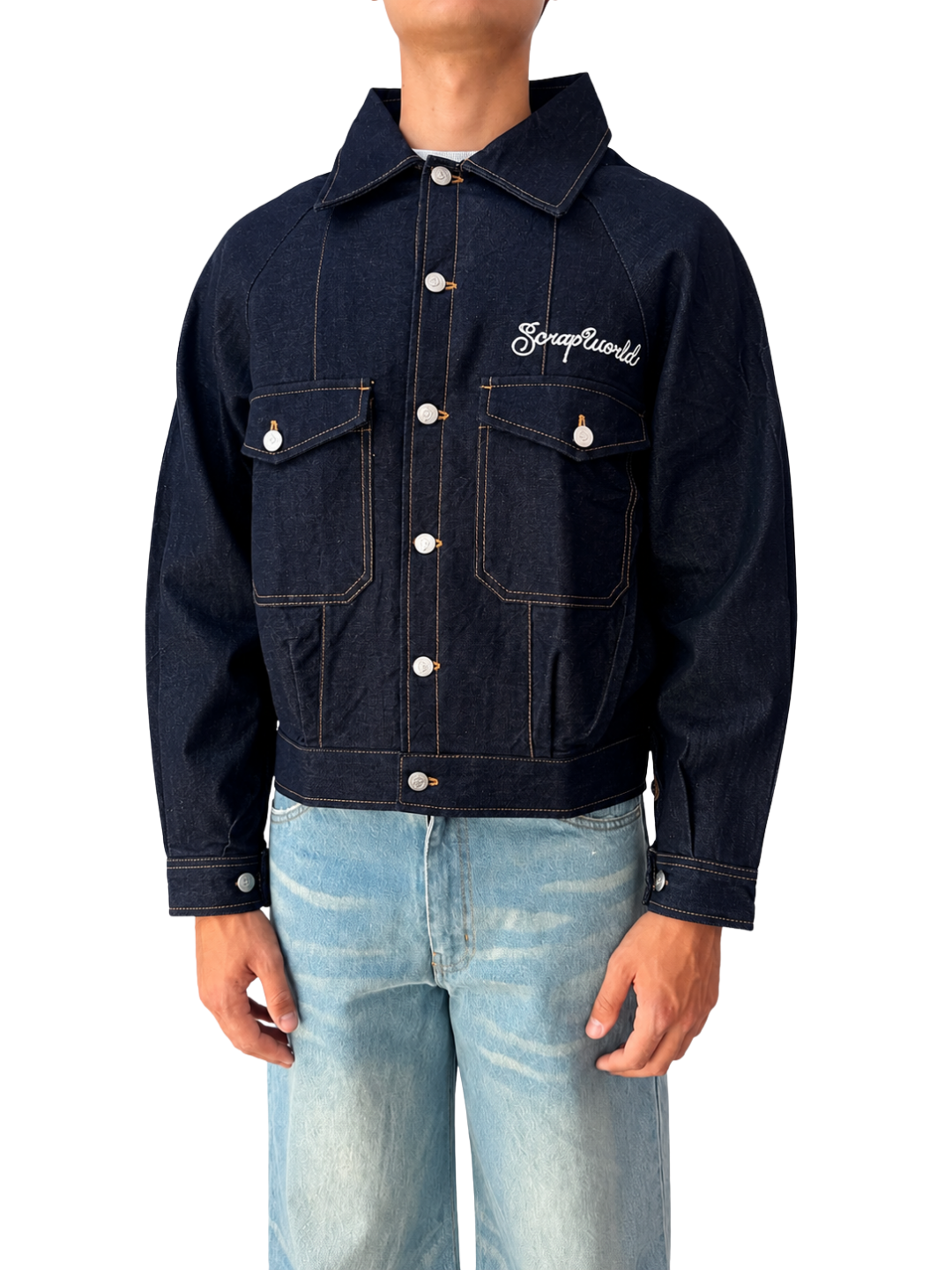 LUCKY RHINESTONE RAW DENIM JACKET