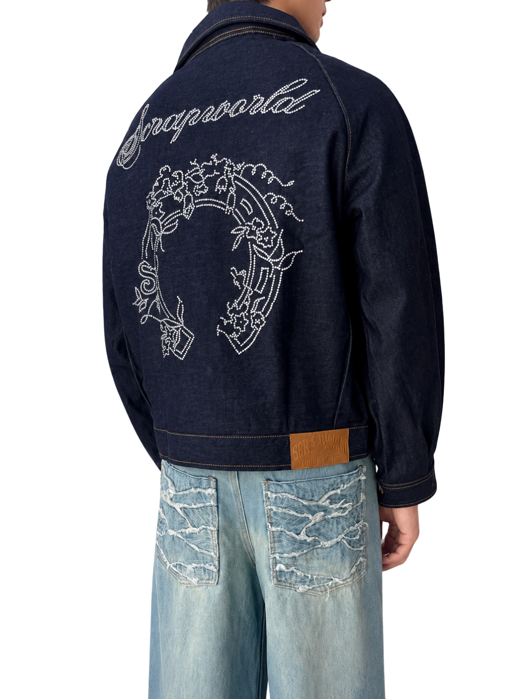 LUCKY RHINESTONE RAW DENIM JACKET