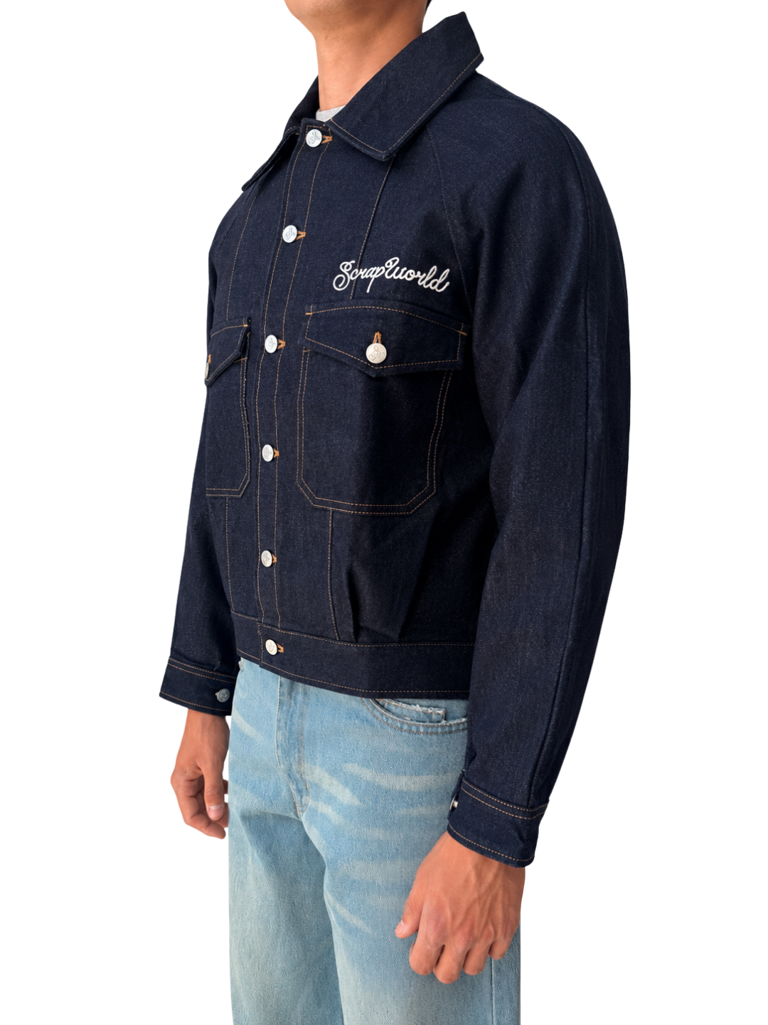 LUCKY RHINESTONE RAW DENIM JACKET
