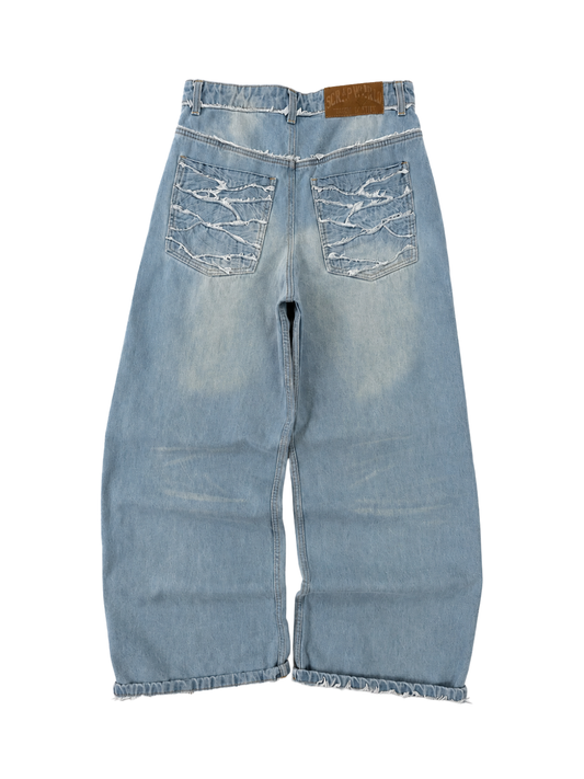 WAVES DENIM WASHED PANTS