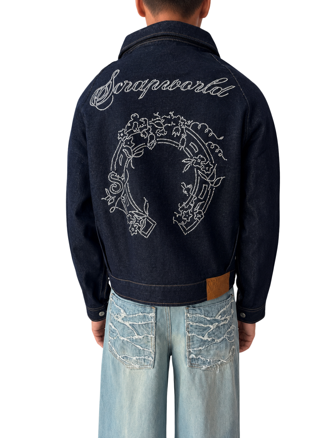 LUCKY RHINESTONE RAW DENIM JACKET