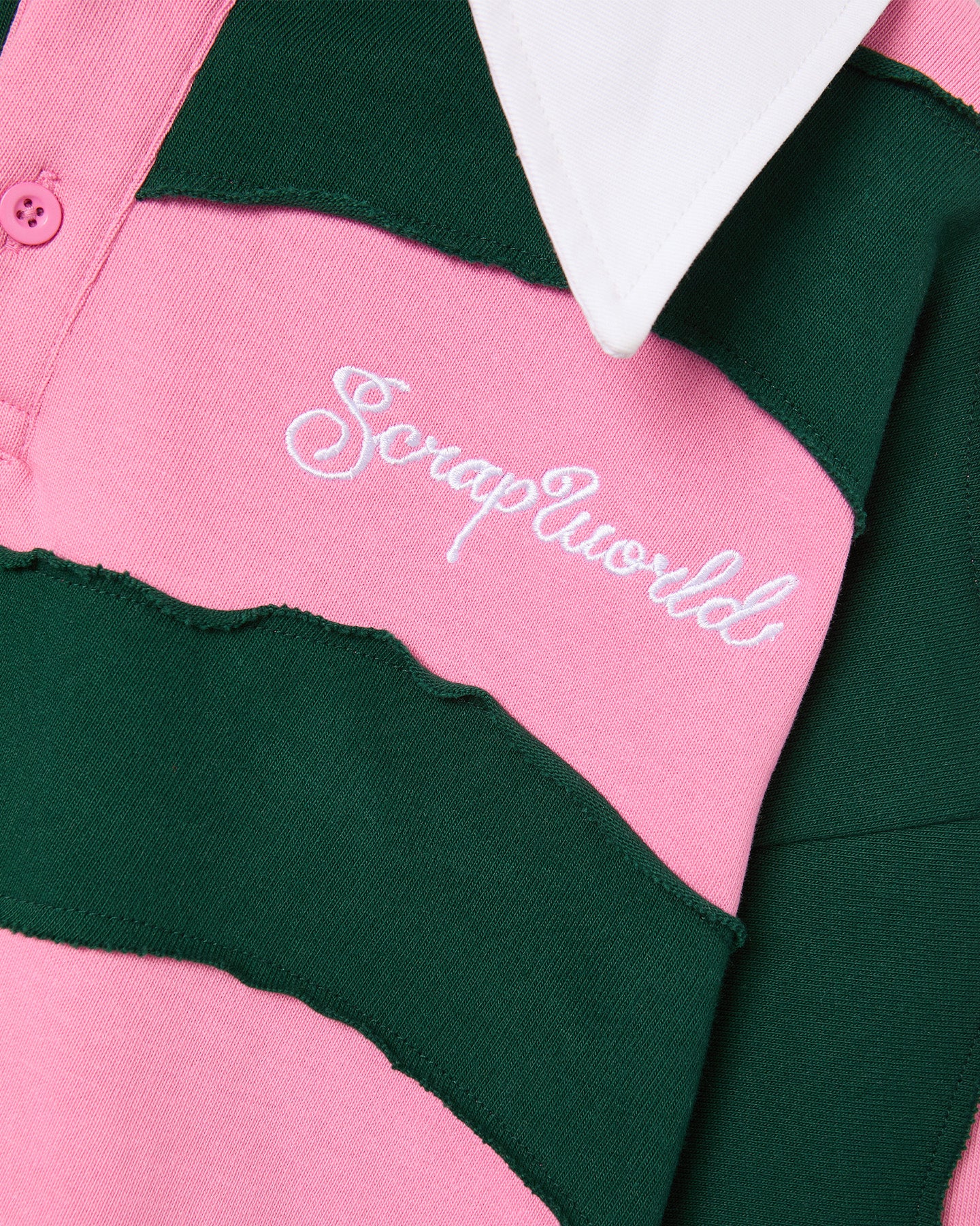 FAKE HOODED OVERSIZED POLO PINK GREEN