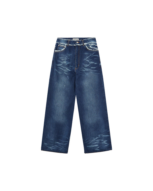 WAVES DENIM PANTS NAVY BLUE