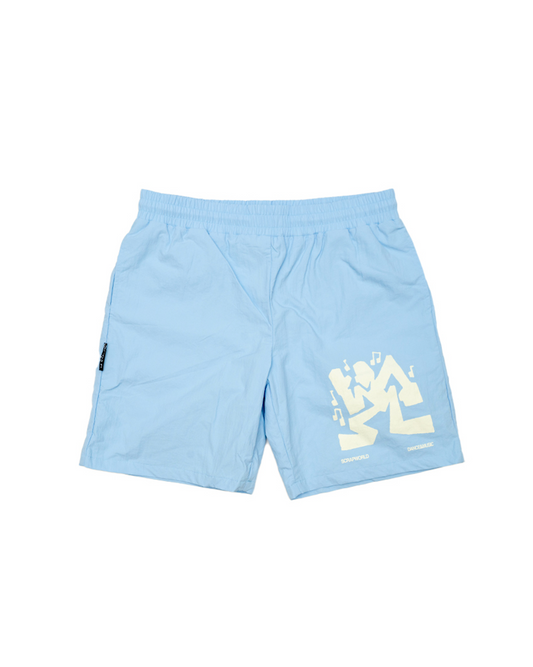 DANCE & MUSIC BABYBLUE NYLON SWIMSHORTS