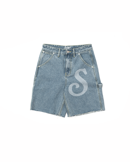 S-STARS DENIM SHORTS DIRT WASHED BLUE