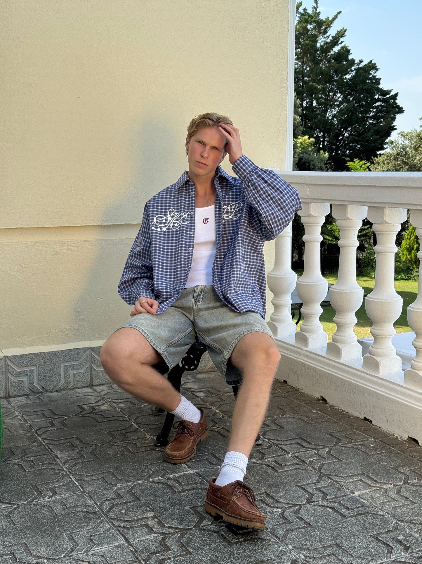 CABLE OXFORD SHIRT BLUE