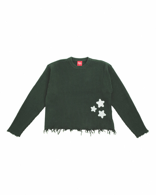 KNIT STARS LOGO DISTRESED SWEATER