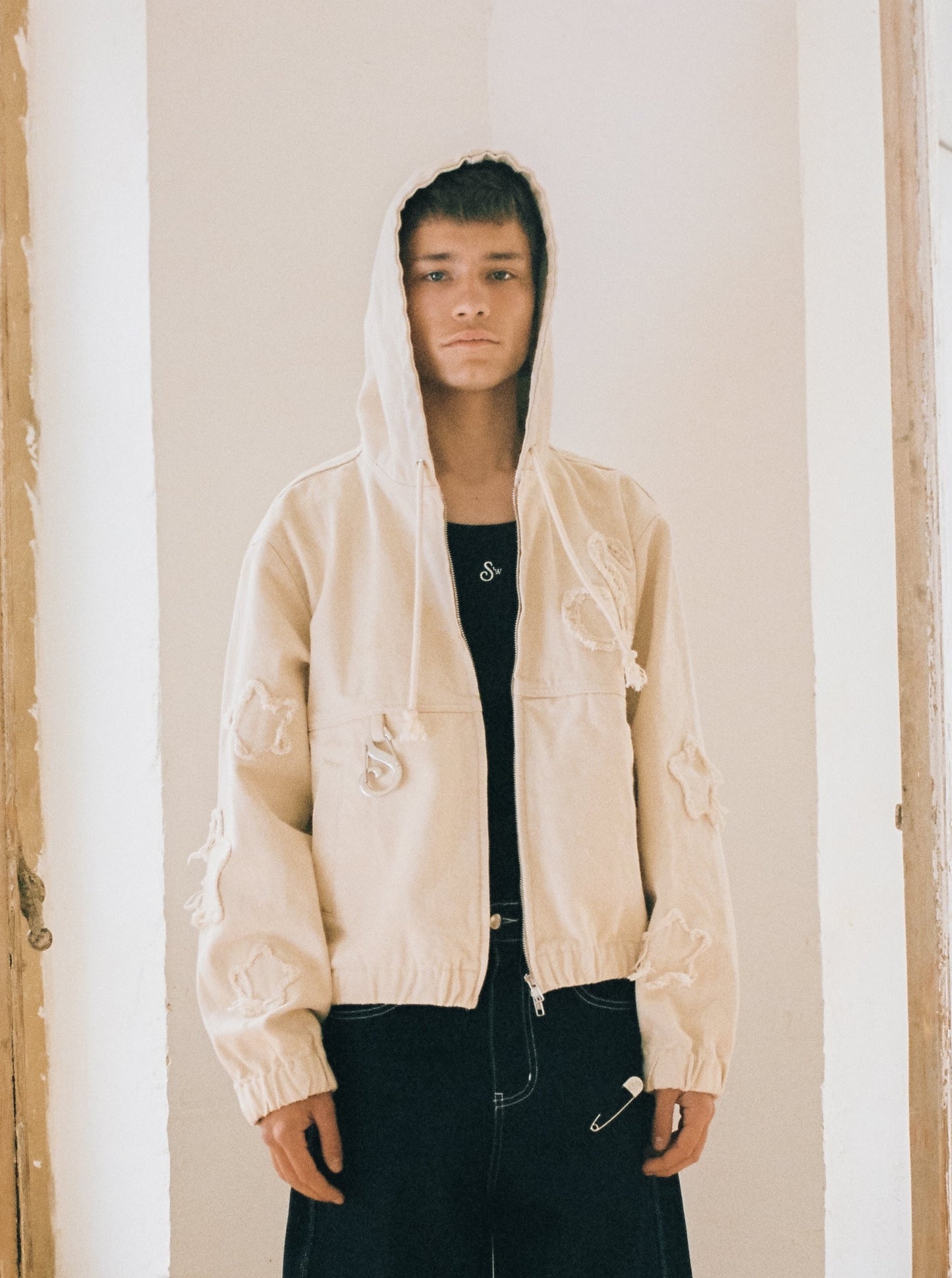 S-STARS DISTRESSED WORK JACKET CREAM